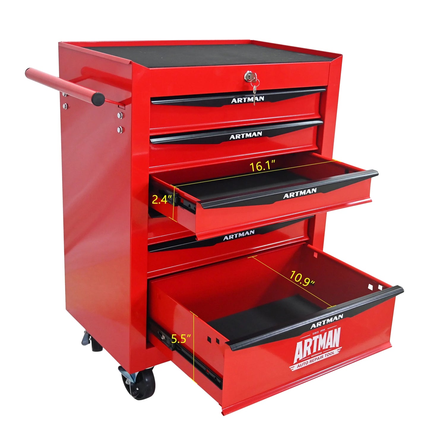 NIGSQJB 30.5"H Rolling Tool Chest Cart with 6 Drawers, 7 Small Tool Boxes Organizers, Lockable Tool Cabinet Storage with Wheels for Garage, Warehouse,Workshop, Repair Shop, DIY, Red