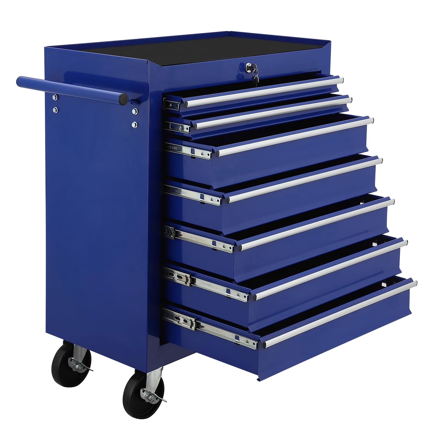 Broadfashion Rolling Tool Box 7 Drawer Tool Chest with Wheels Tool Boxes & Organizers, Alloy Steel Blue, 48.5 Pounds