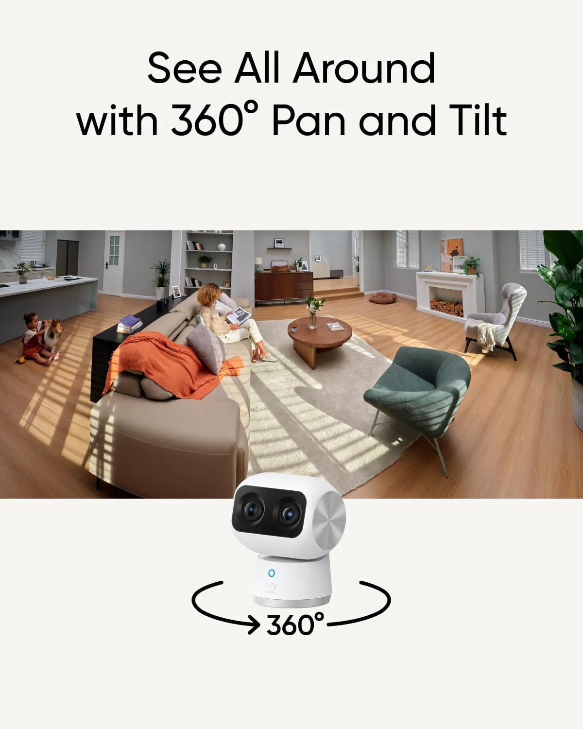 eufy Security Indoor Cam S350, Dual Cameras, 4K UHD Resolution Security Camera with 8? Zoom and 360? PTZ