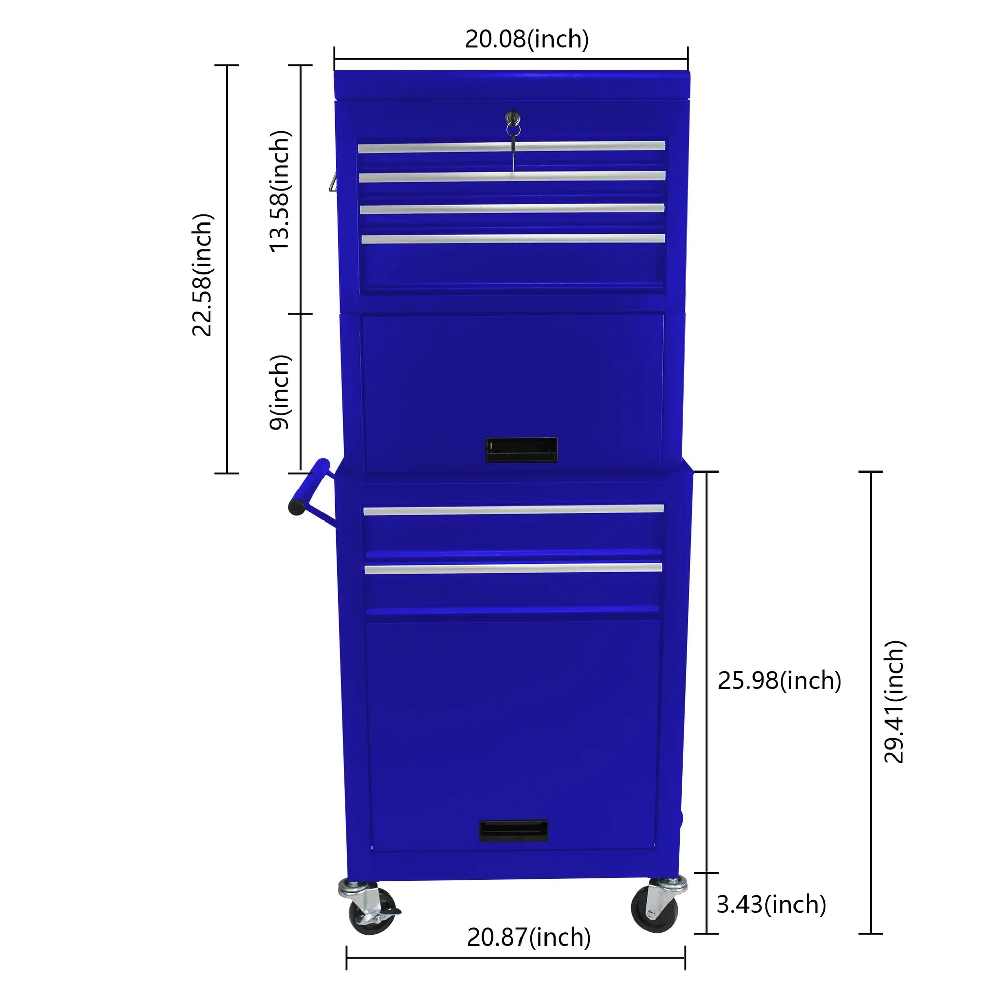 RONSHIN 6-Drawer Rolling Tool Cabinet with 4 Wheels Removable Tool Chest Organizer with Secure Locking System Large Storage