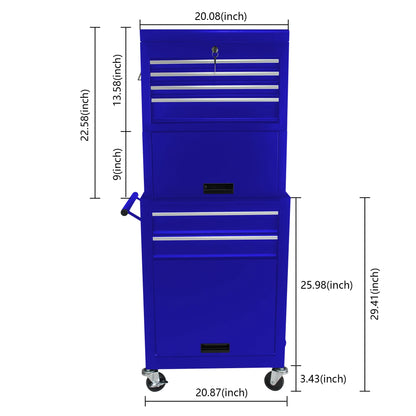 RONSHIN 6-Drawer Rolling Tool Cabinet with 4 Wheels Removable Tool Chest Organizer with Secure Locking System Large Storage