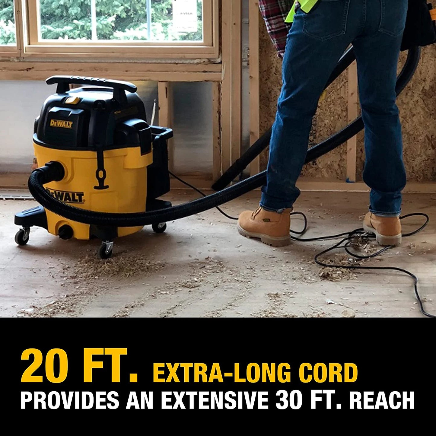 DEWALT 12 Gallon STEALTHSONIC Ultra Quiet Poly Wet Dry Vacuum, DXV12P-QTA Newest Noise Reduction Vac, 5.5 Peak HP Shop Vacuum for Jobsite/Workshop, Reduce Motor Noise, Yellow