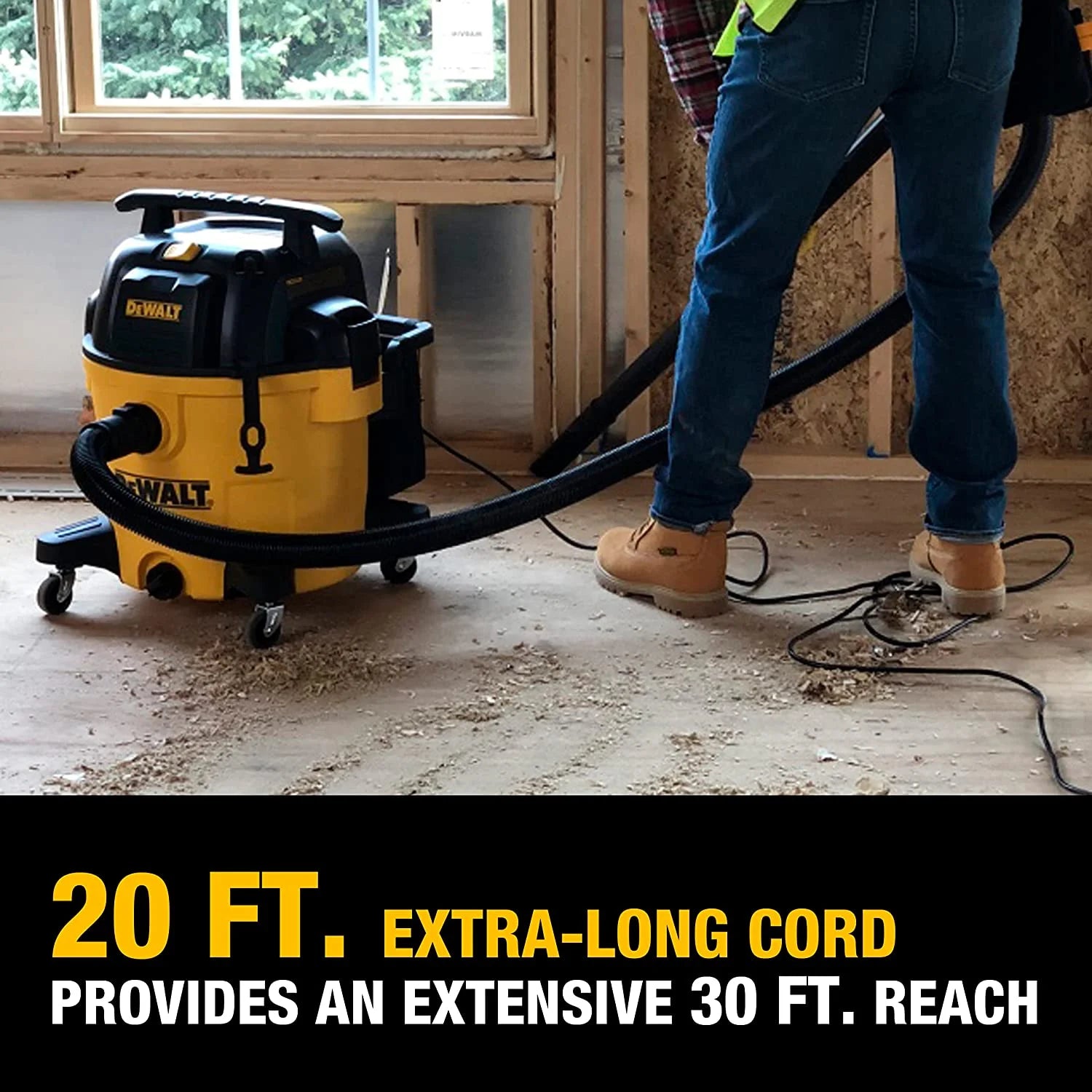 DEWALT 12 Gallon STEALTHSONIC Ultra Quiet Poly Wet Dry Vacuum, DXV12P-QTA Newest Noise Reduction Vac, 5.5 Peak HP Shop Vacuum for Jobsite/Workshop, Reduce Motor Noise, Yellow