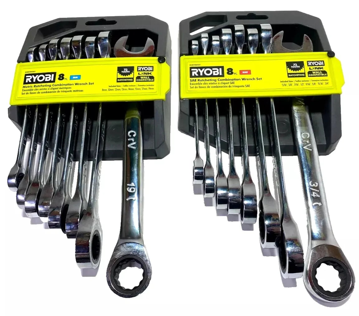 RYOBI 16 PC. SAE & Metric Ratcheting Combination Wrench Set