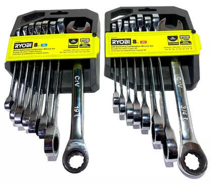 RYOBI 16 PC. SAE & Metric Ratcheting Combination Wrench Set