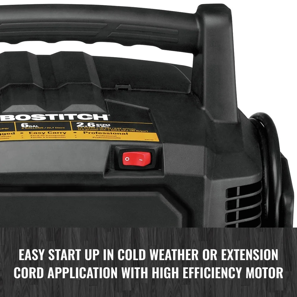 Bostitch BXCM02012-WPK 6 Gallon 150 PSI Electric Pancake Air Compressor with 13-Piece Accessory Kit