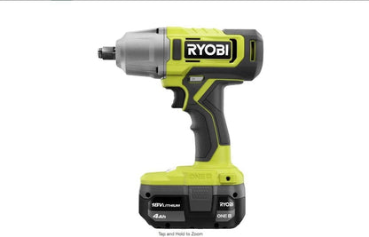 RYOBI ONE+ 18V Cordless 1/2 in. Impact Wrench Kit with 4.0 Ah Battery and Charger