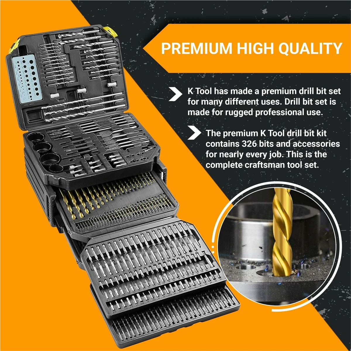 K Tool 10330 326-Piece Drill Bit/Accessory Set, Portable, Versatile Use