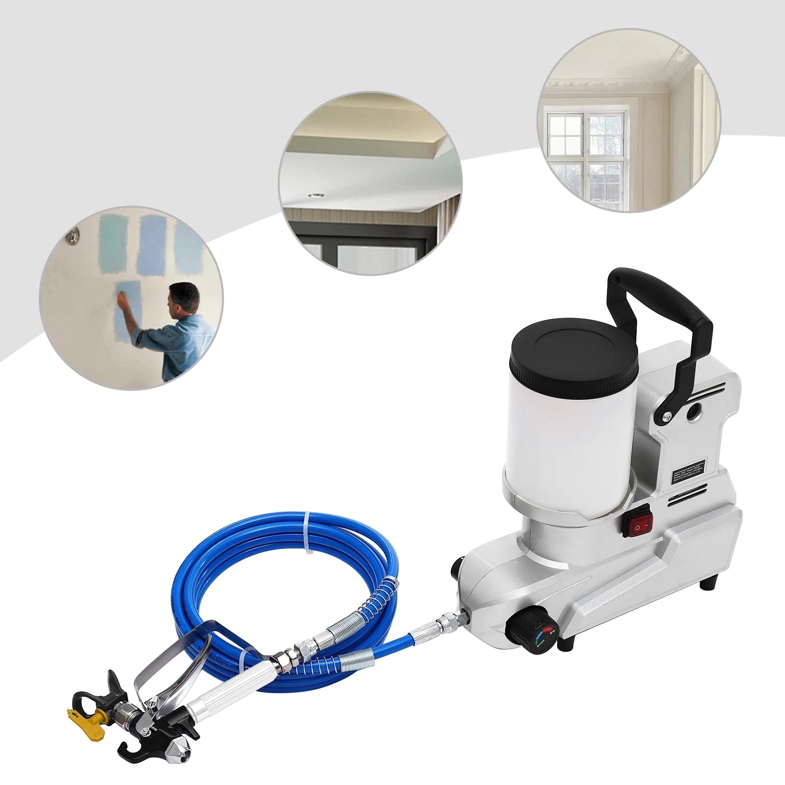 High-Pressure Airless Paint Sprayer, 1600W Copper Motor with 850rpm, 84.54Oz/min Flow Rate & 120MPa Pressure, 0.66Gal Hopper, 16.4ft Hose, Ideal for Furniture/Walls/Fences