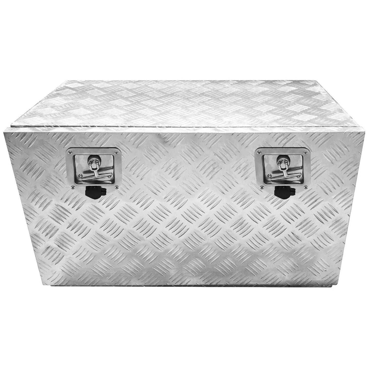 TROPOW 24-Inch Aluminum Diamond Plate Tool Chest - Lockable Underbody Storage Box for Trucks, RVs, and Trailers