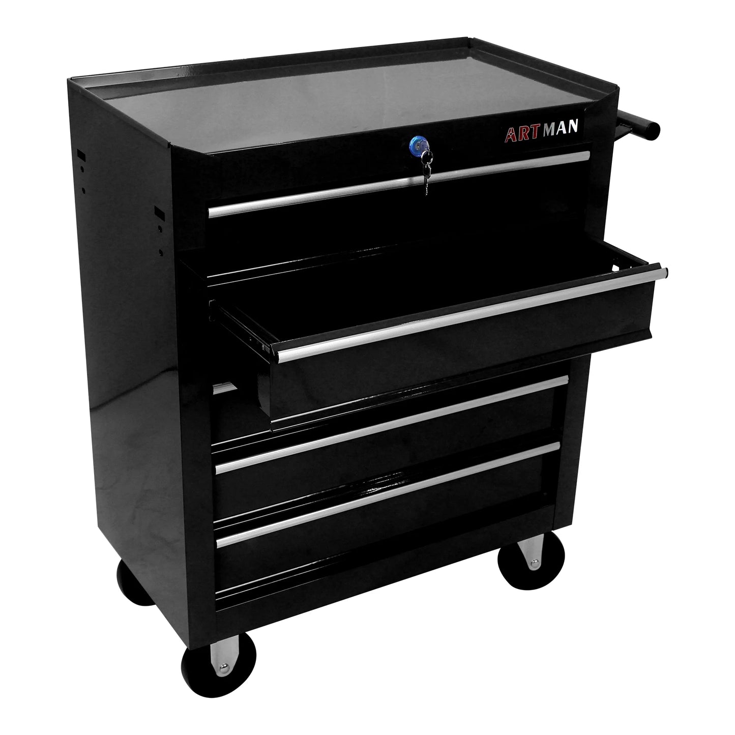 Witaxima 5-Drawer Tool Chest with Wheels & Lock, 24.25x12.99x29.33in Black Metal Tool Storage Cabinet for Garage Workshop, Heavy-Duty Rolling Tool Cart