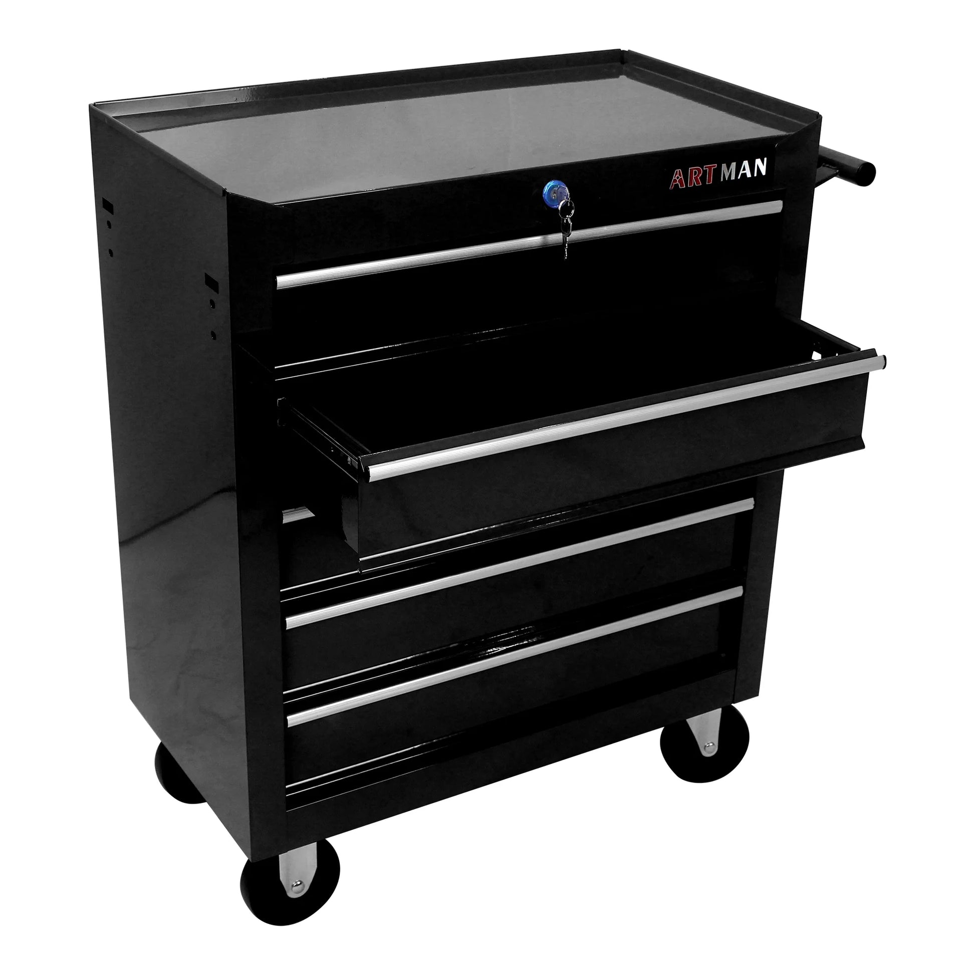 Witaxima 5-Drawer Tool Chest with Wheels & Lock, 24.25x12.99x29.33in Black Metal Tool Storage Cabinet for Garage Workshop, Heavy-Duty Rolling Tool Cart