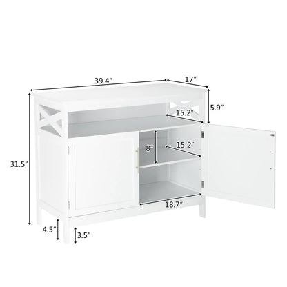 Ktaxon Kitchen Storage Sideboard Dining Buffet Server Cabinet Cupboard, Free Standing Storage Chest Cabinets and Shelf,White