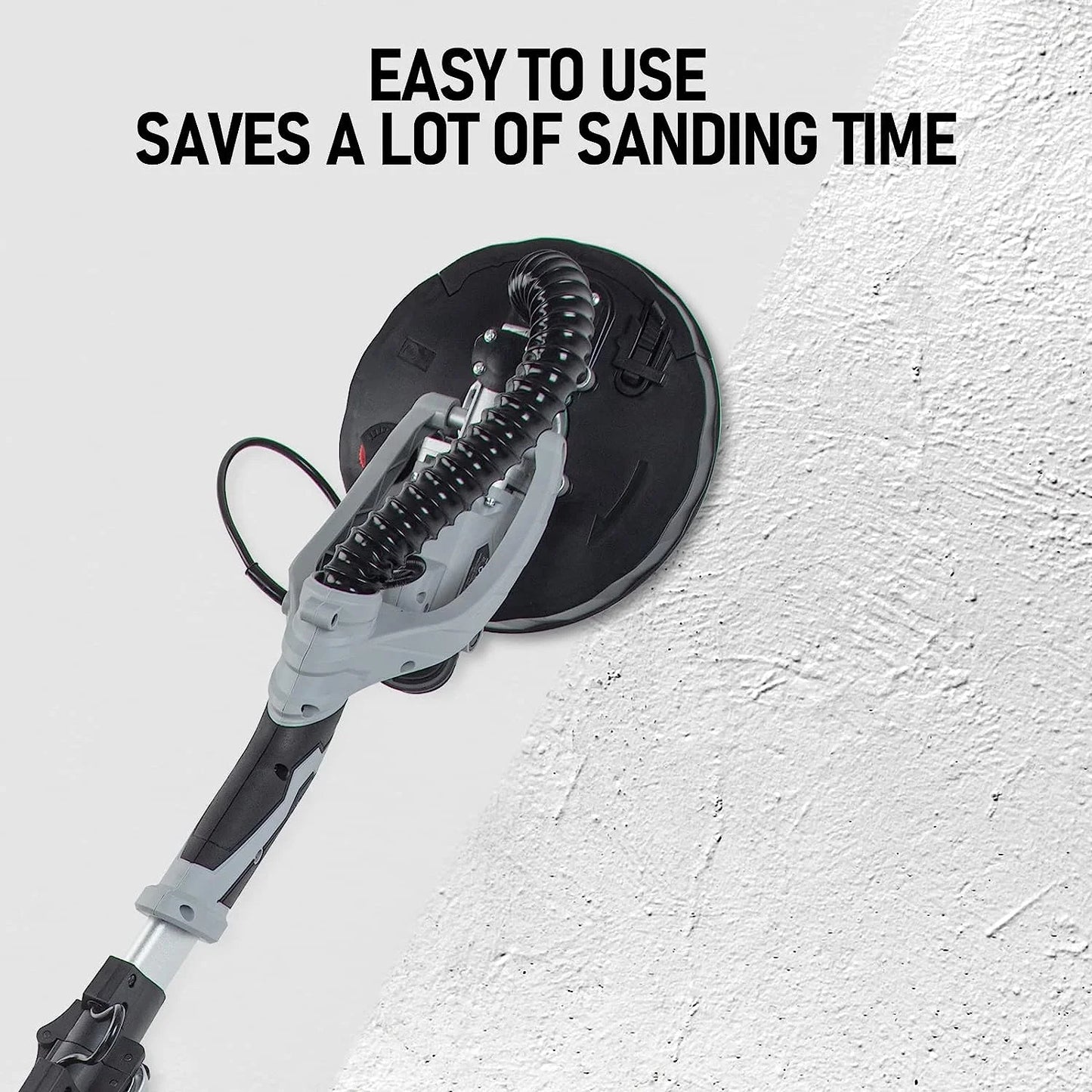 710W Drywall Sander, Electric Motor Sander with LED Flashlight, Variable Speed 800-1800RPM With Extendable & Foldable Handle, 6 Pcs Sanding Discs, Including Carrying Bag