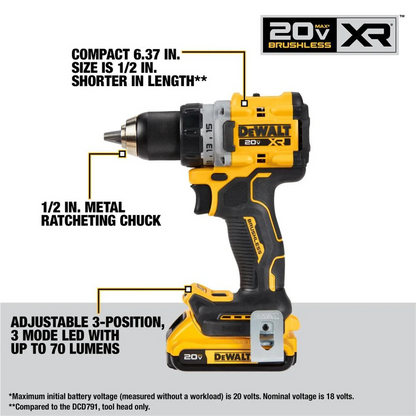 DEWALT 20V MAX Brushless Cordless Drill & Impact Driver Combo Kit with 2 Batteries & Charger - DCK248D2