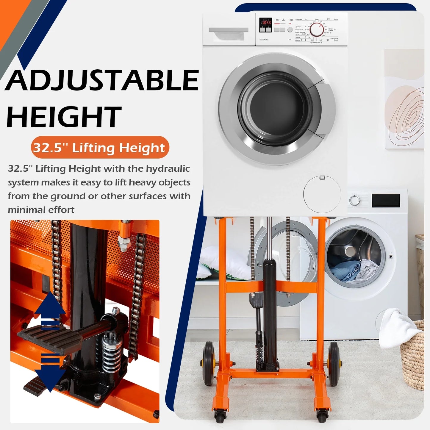 AECOJOY Hydraulic Material Lift Pallet Truck 500 Lbs,Lift Table Cart,32" Max Lift Height Pallet Truck Jack with Lockable Swivel Casters - Ideal for Warehouse, Workshop and Garage Use