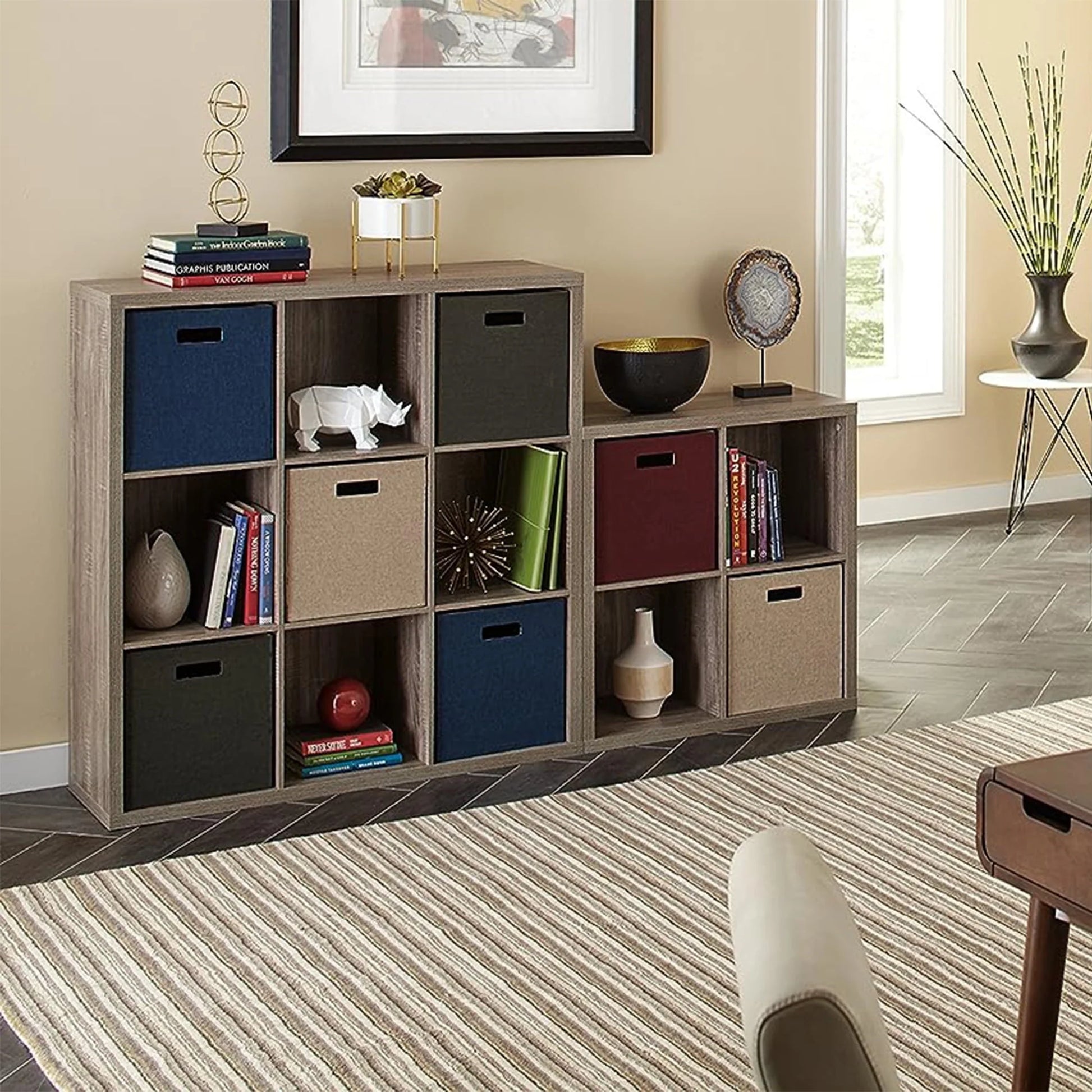 ClosetMaid 9 Cube Storage Shelf Bookshelf Organizer with Back Panel, Gray