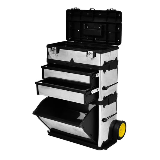 vidaXL 22.2" Stainless Steel Rolling Tool Boxes and Organizers with 2 Wheels Multicolor