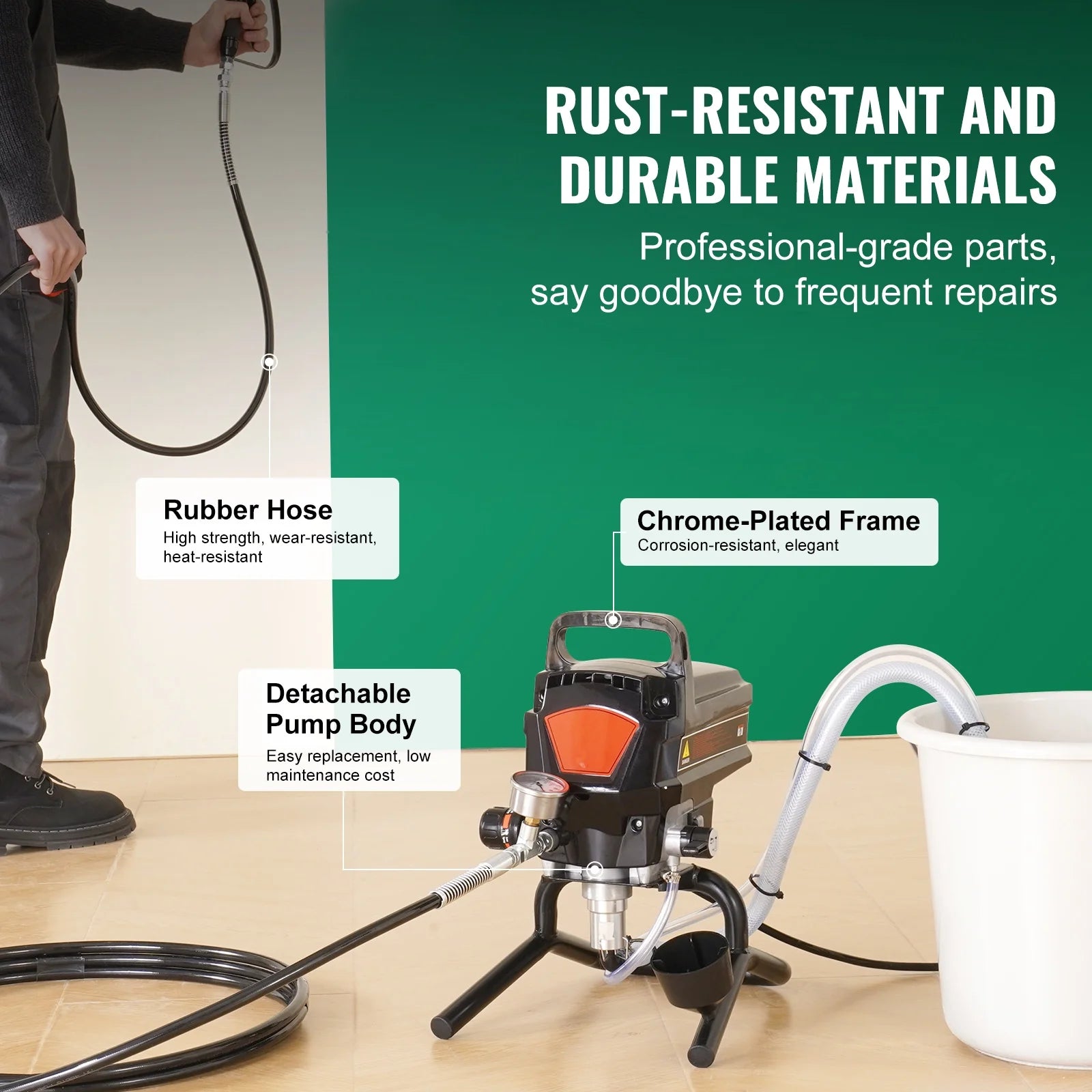 KFFKFF 950W Electric Stand Paint Sprayer, 3000PSI Efficient Airless Sprayer, Portable Sprayers for Indoor & Outdoor Furniture, Fences, Achieves Smooth & Uniform Coverage
