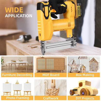 18 Gauge Brad Nailer Compatible with Dewalt 20V MAX Battery(NO Battery), Narrow Crown Stapler, 2 in 1 Cordless Nail Gun with 1000 Nails and 1000 Staples for Home Improvement, DIY and Woodworking