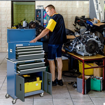 8-Drawer Rolling Tool Chest with Stainless Top & Sliding Drawers - Heavy-Duty Garage Workbench with Wheels