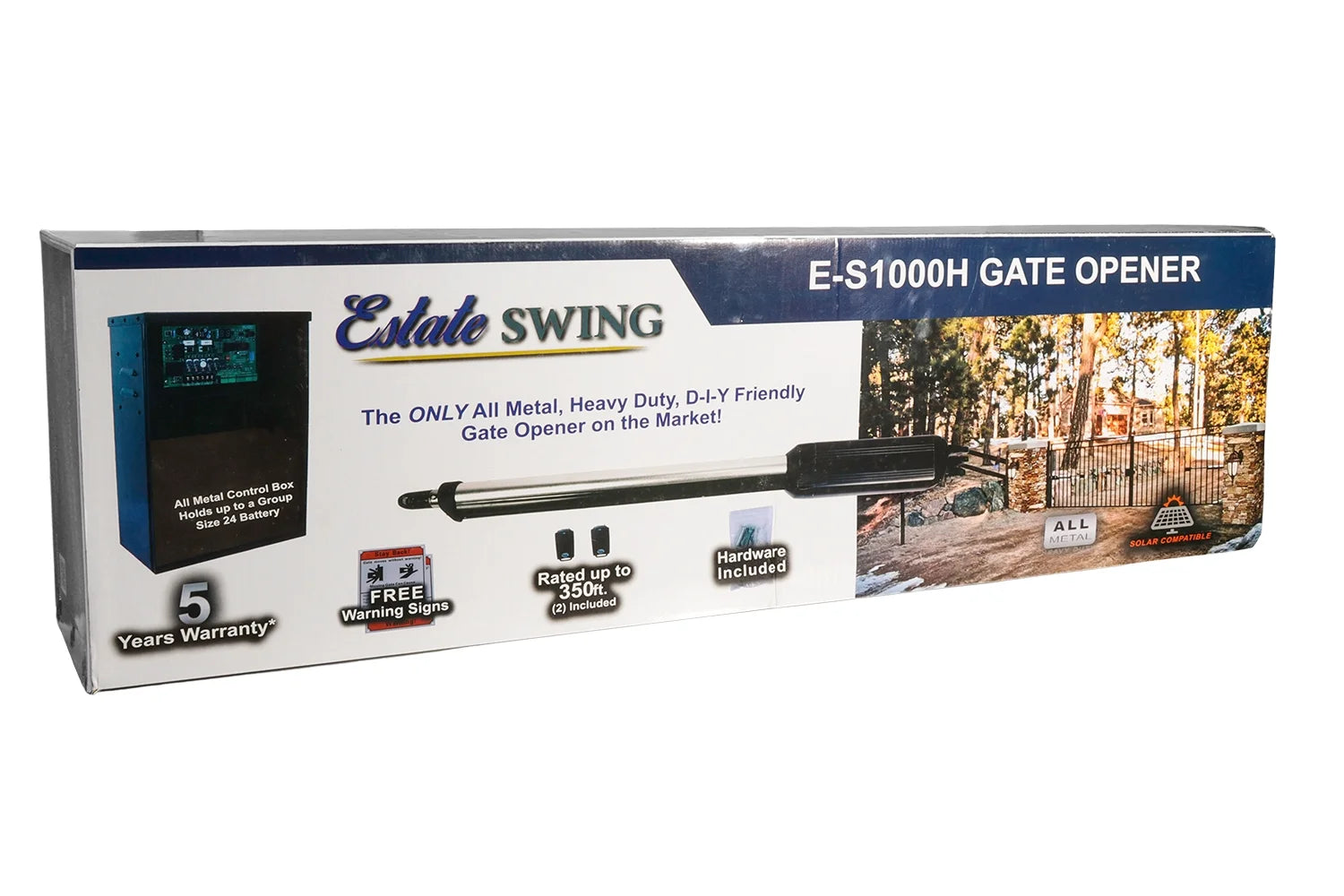 Estate Swing E-S1000H Single Swing Solar Gate Opener Kit *Free Extra Remote* 10 Watt Panel
