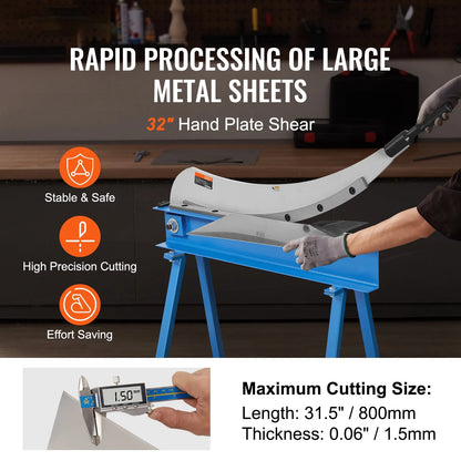 BENTISM 32" Manual Hand Plate Shear Machine Benchtop Cutter Metal Sheet Processing