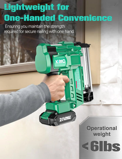 KIMO 18 Gauge Nail Gun Cordless with 20V Battery 2.0Ah X 2, 1000pcs Nails and Staples, 2 Firing Modes, 180 Nails/min, Adjustable Nailing Depth, 2 in 1 Cordless Brad Nailer and Stapler for DIY Project