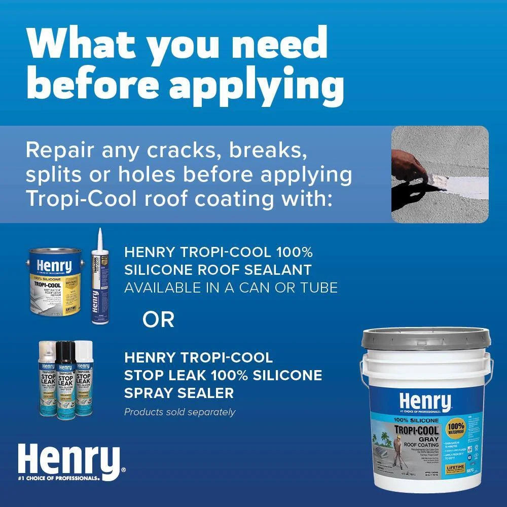 Henry 887G Tropi-Cool Gray HE887G018 100% Silicone Reflective Roof Coating 4.75 gal.