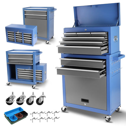 Roller Tool Chest with 8-Drawer and Wheels,Tool Box Organizer for Workshop Mechanics Garage ,Detachable Large Tool Cabinet ,Storage Organizer for Workshop Garage Repair Shop Household,Blue