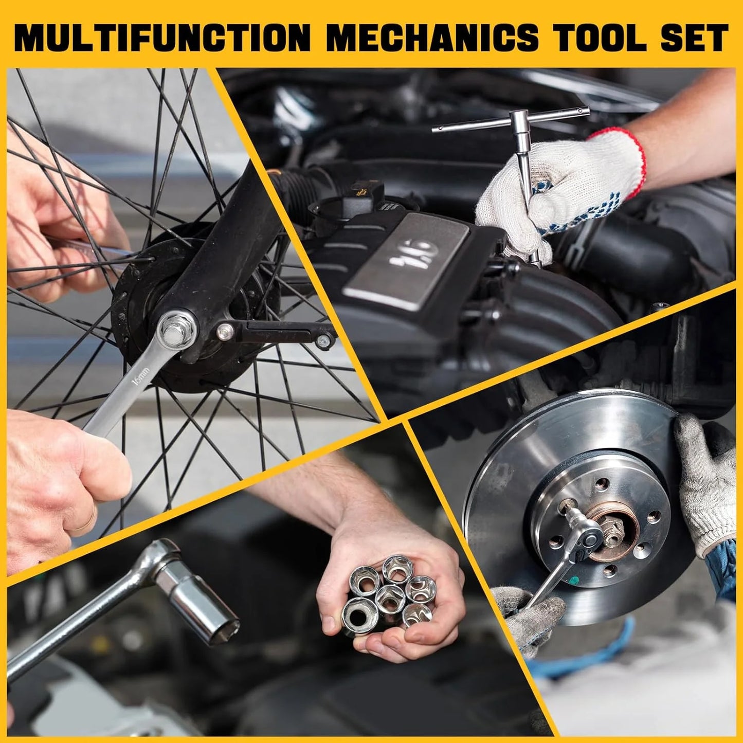 216 Pcs Tool Set, Professional Mechanic Tool Kit and Sockets Wrenches Set with Storage Box, Metric and Sae, Portable Drill Set for Diy, Home Maintenance, Workshops