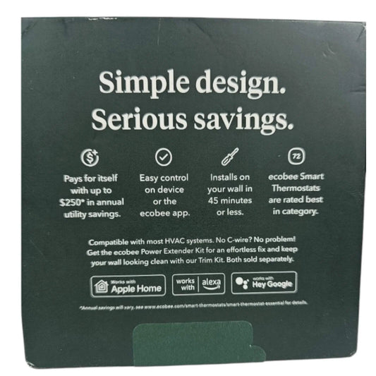 Ecobee Smart Thermostat Sealed Compatable W/Siri, Alexa, and Google W/Trim Kit