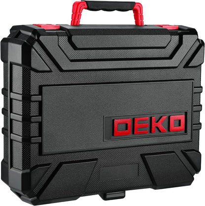 DEKOPRO Drill Set: Tool Set with 8V Red Cordless Drill, Home Tool Kit with Drill, Hand Tool Kits for Women 126 Piece