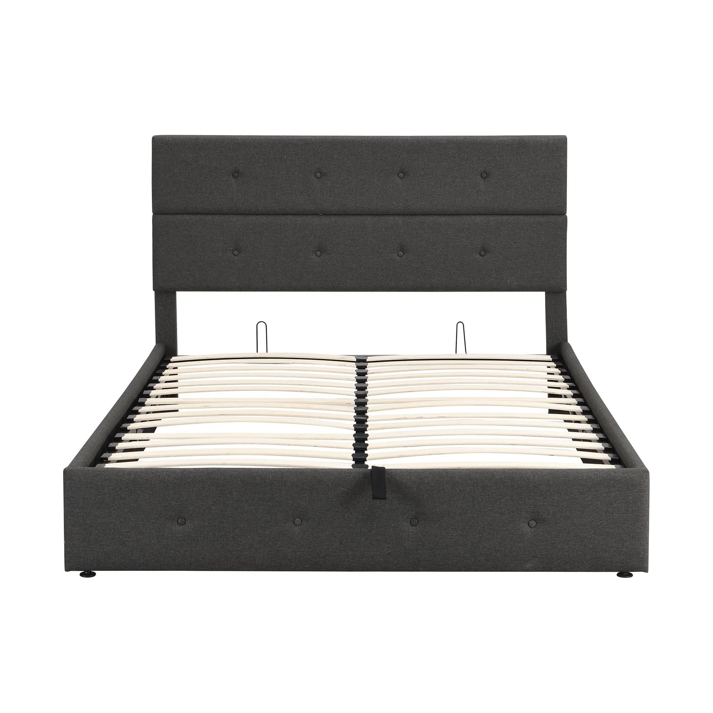 Euroco Queen Size Platform Bed with Underneath Storage, Upholstered, Gray