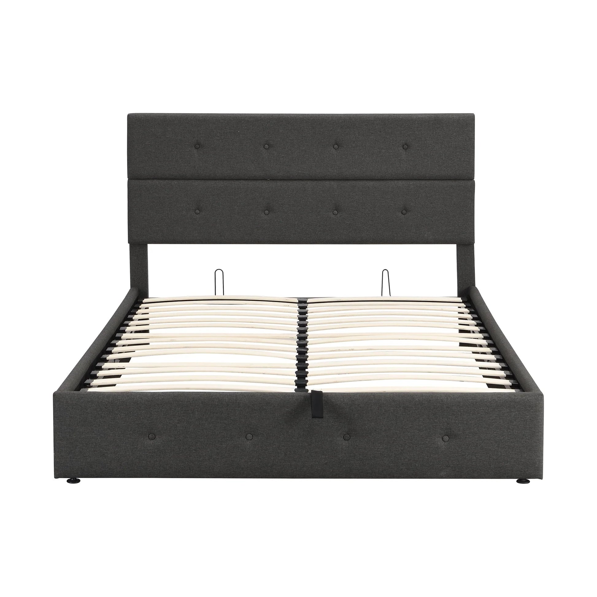 Euroco Queen Size Platform Bed with Underneath Storage, Upholstered, Gray