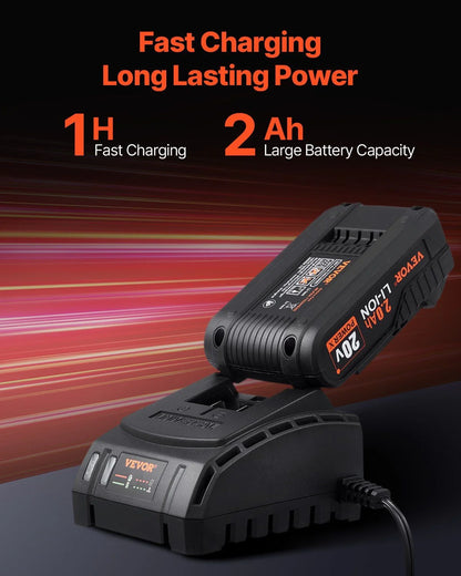 Tool Combo Kit Max 20V Cordless 2-Tool Set with 1/2 in Drill, 1/4 in Impact Driver, Brushless Motor, LED Light, and 2.0Ah Batteries for Professional DIY, Renovation, Repair, and Construction