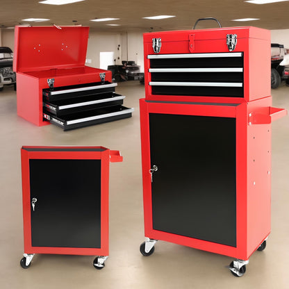 3-Drawer Rolling Tool Chest with Wheels - Heavy-Duty Storage Cabinet, Locking System, and Adjustable Shelf for Garage and Warehouse