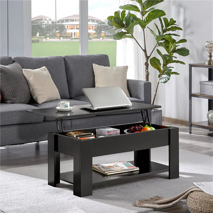 SmileMart Modern Lift Top Coffee Table with Hidden Compartment & Storage, Black