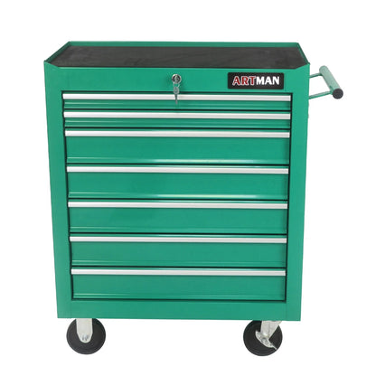 7-Drawer Metal Rolling Tool Chest with Wheels, Tool Storage Cabinet with Locking System, Toolbox with Wheels for Garage, Warehouse, Workshop, Repair Shop, Red