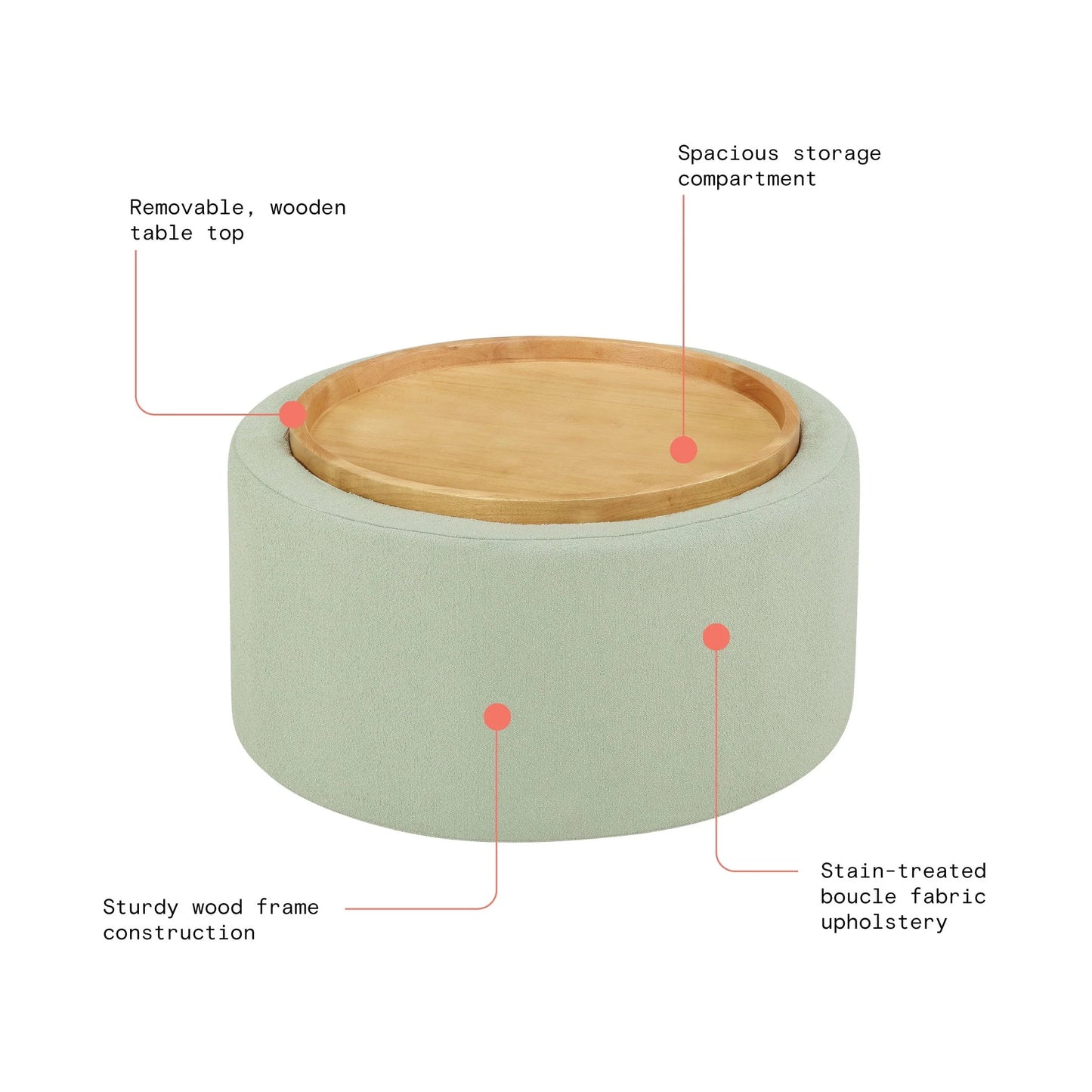 Beautiful Drew Stowaway Coffee Table with Storage by Drew Barrymore, Sage
