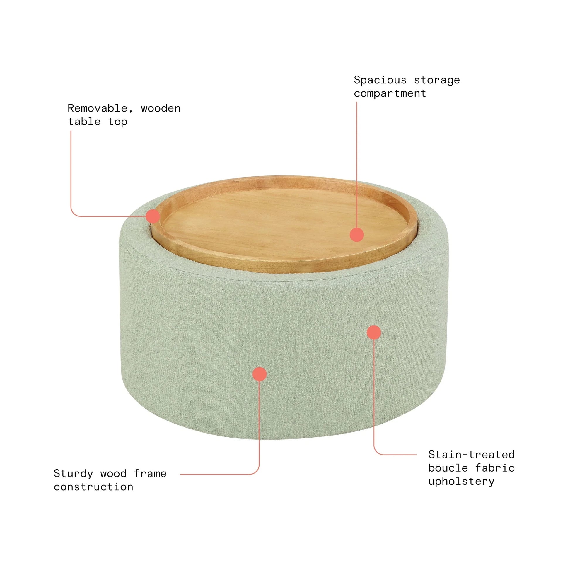 Beautiful Drew Stowaway Coffee Table with Storage by Drew Barrymore, Sage