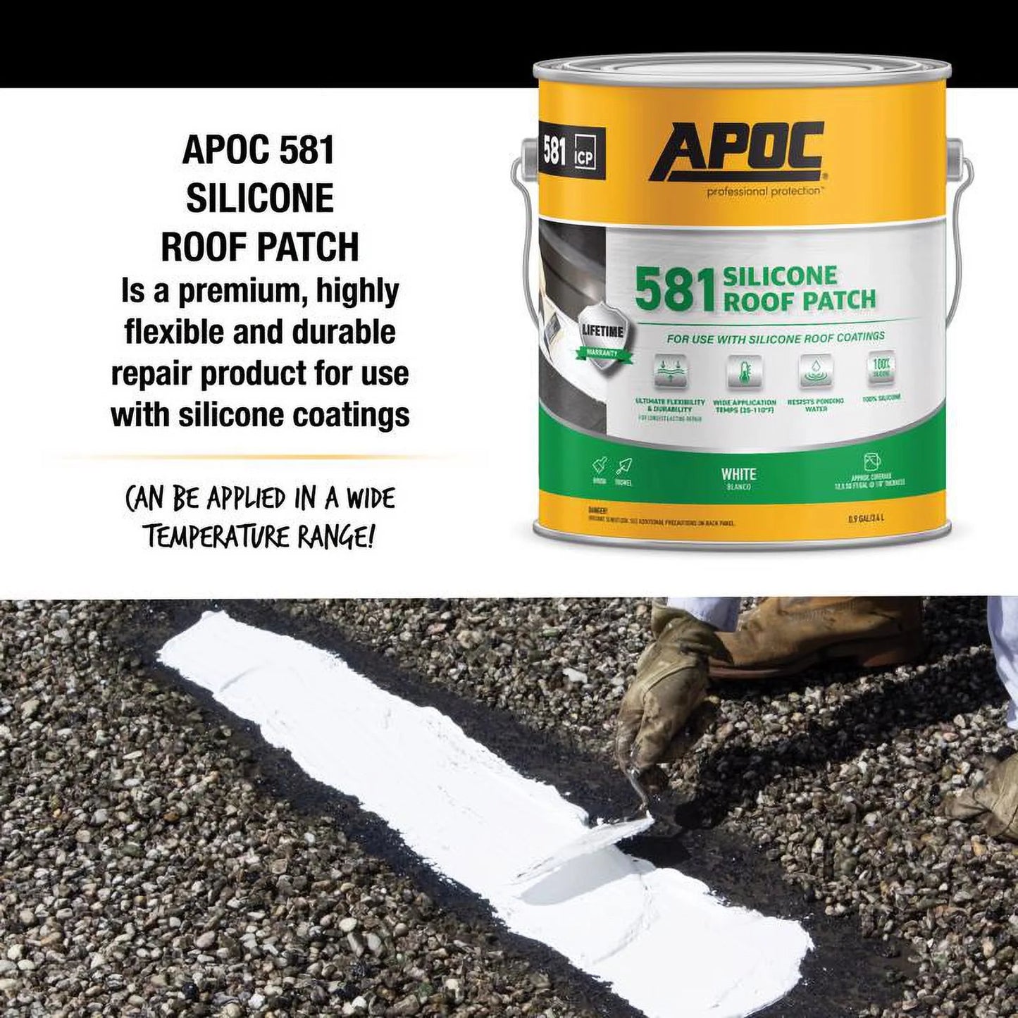 APOC 1912245 1 gal Silicone Roof Patch, Bright White - Pack of 4