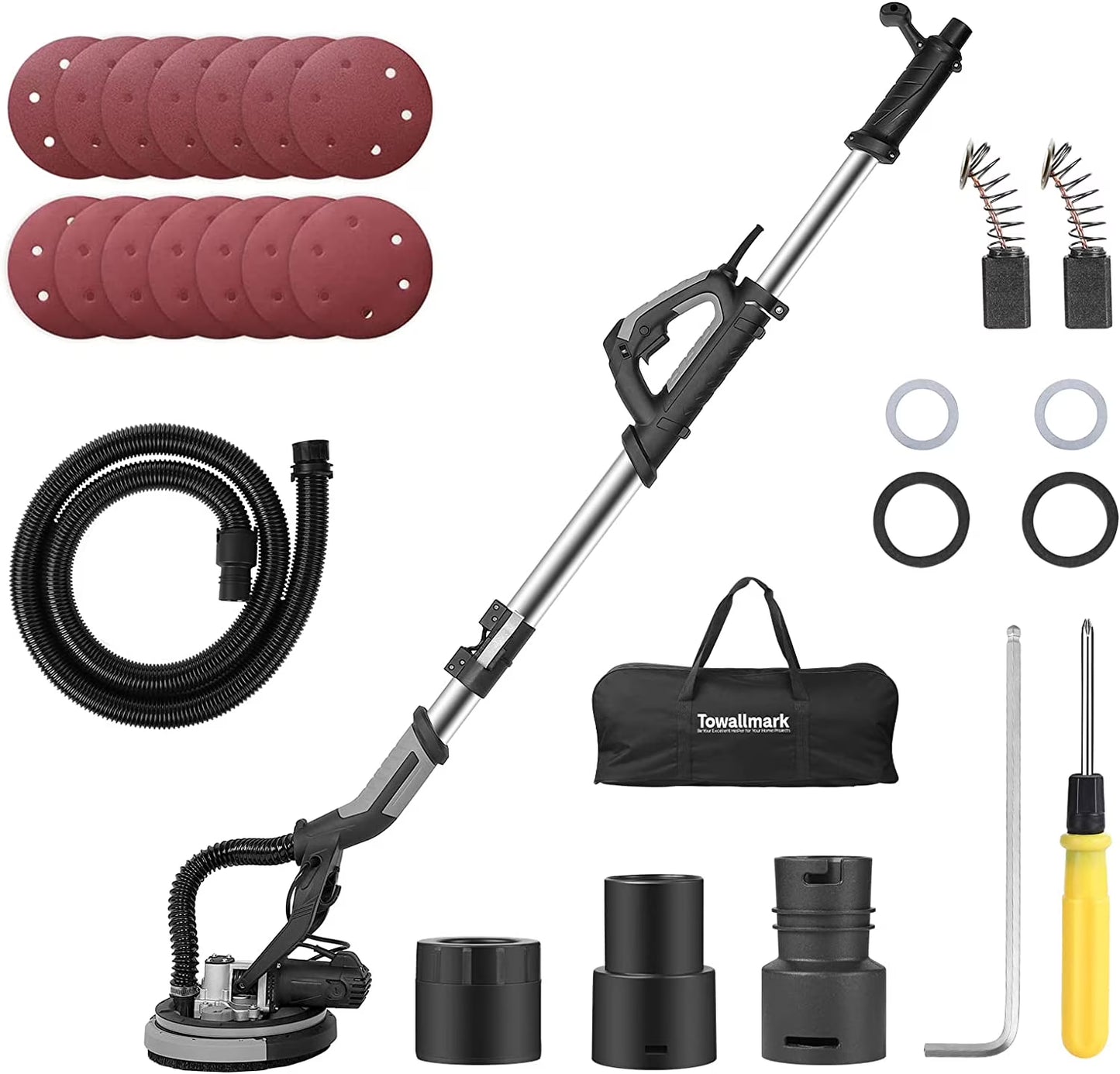 Yesurprise Drywall Sander750W Electric Drywall Sander 7 Variable Speed 900-1800 RPM Sander with LED Light Sanding discs Handle