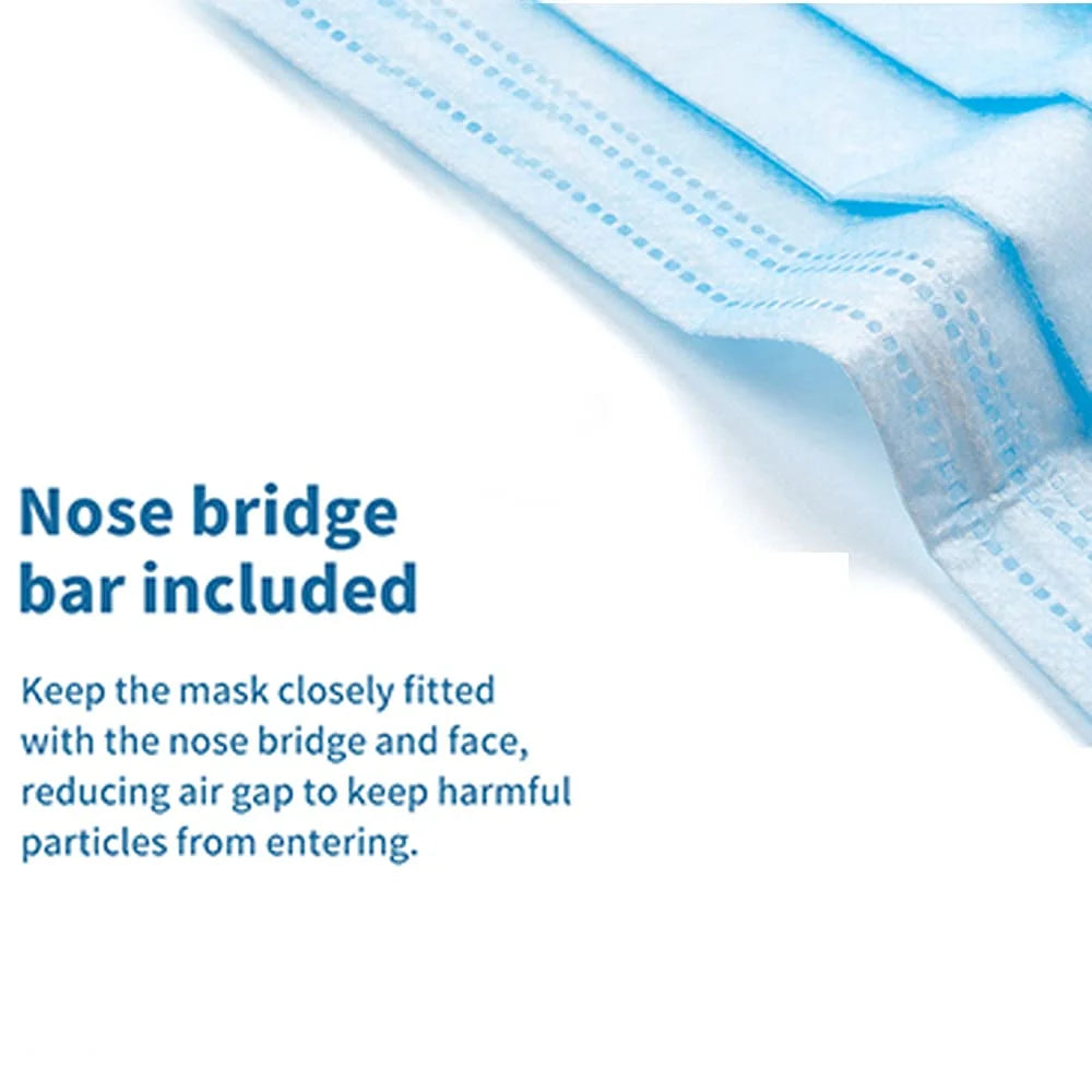 2,000pcs Disposable Face Masks- 3 Ply Breathable Mask For Adults (40 Packs of 50)