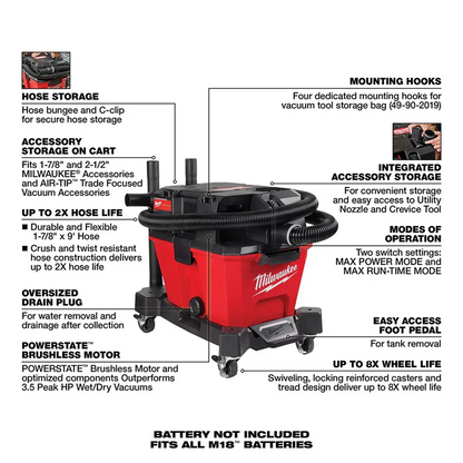 Milwaukee 0910-20 M18 FUEL 6 Gallon Wet/Dry Vacuum