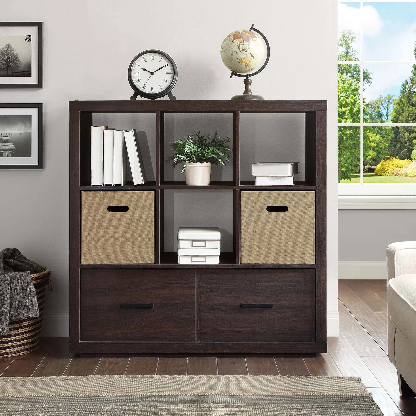 Better Homes & Gardens Steele 6 Cube Storage Bookcase Organizer with Drawers, Multiple Finishes