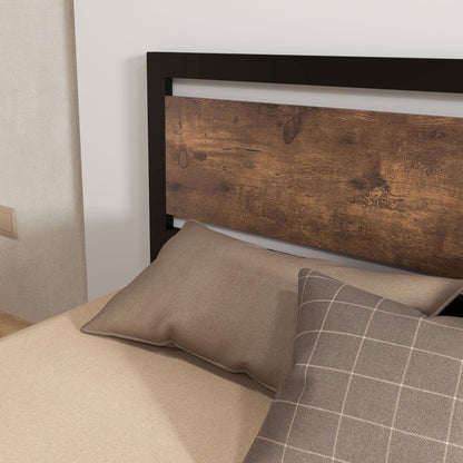 HomCom Full Platform Bed with Headboard & Footboard, Strong Metal Slat Support Bed Frame with Underbed Storage Space, No Box Spring Needed, 56.75" x 76.75" x 40.5"