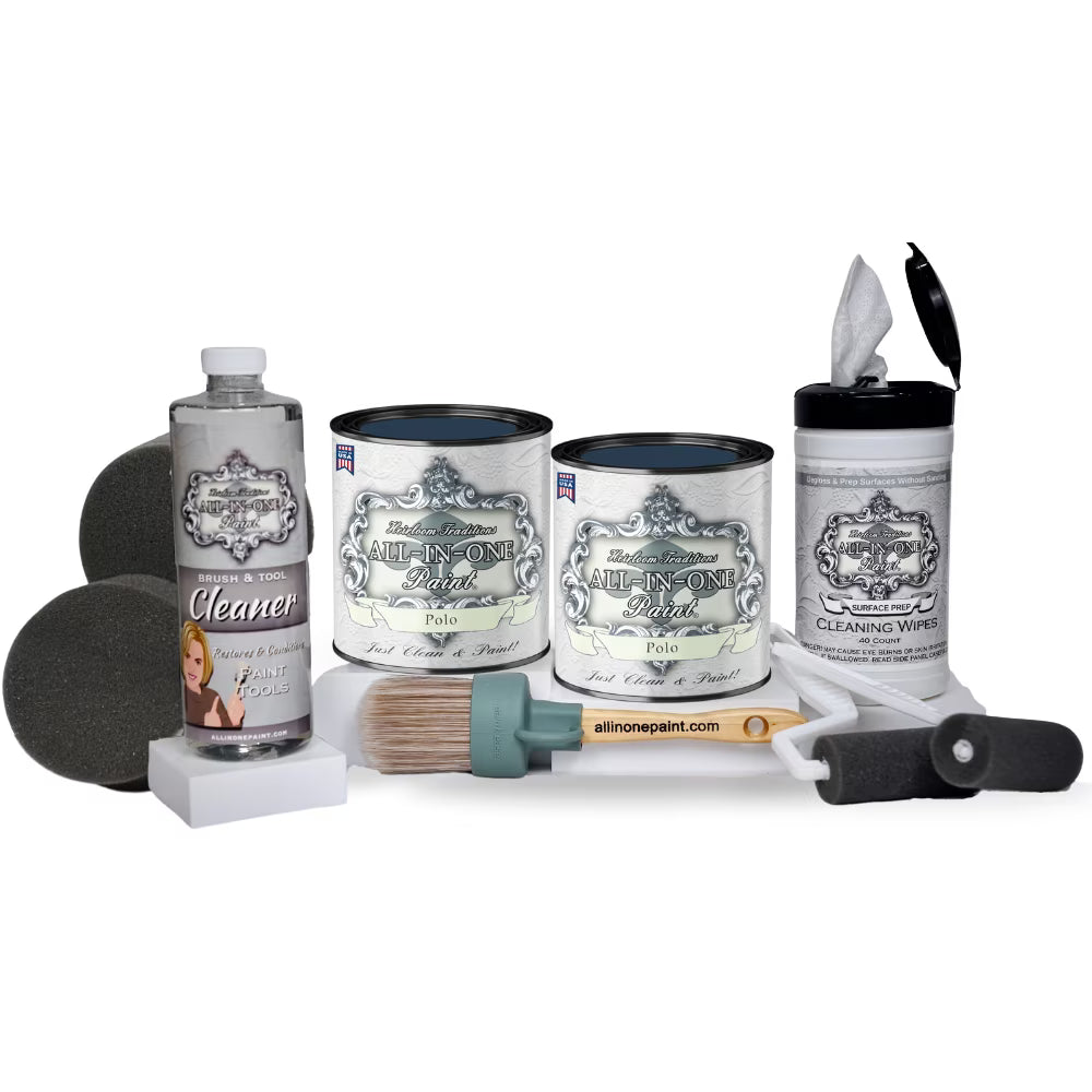 ALL-IN-ONE Paint, 2 Quart Cabinet Paint Bundle and Tool Kit - Cashmere (true white)