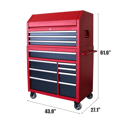 HPDAVV 41inch 11-drawer Tool Chest and Cabinet, Heavy Duty 11-Drawer Tool Chest Combo Rolling Cabinet with Locking System, 41 in. W x 24.5 in. D