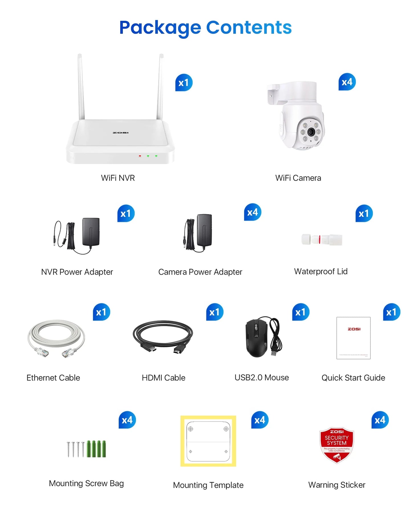 ZOSI 5MP Security Camera System, WiFi 6 8CH NVR with 1TB HDD for 24/7 Record, Wilress Pan Tilt Security camera with Color Night Vision, Auto Tracking, AI Human Detect, 2-Way Audio, Home Security